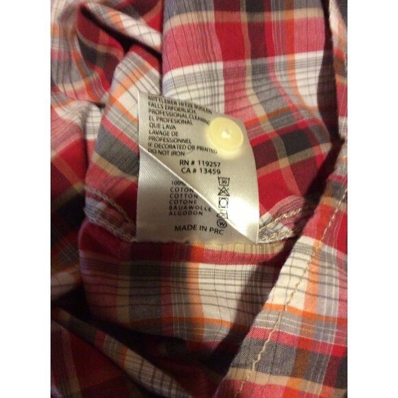 Ed Hardy Christian Audigier Men's Long Sleeve Button Plaid Shirt sz Large L Red - Picture 10 of 12